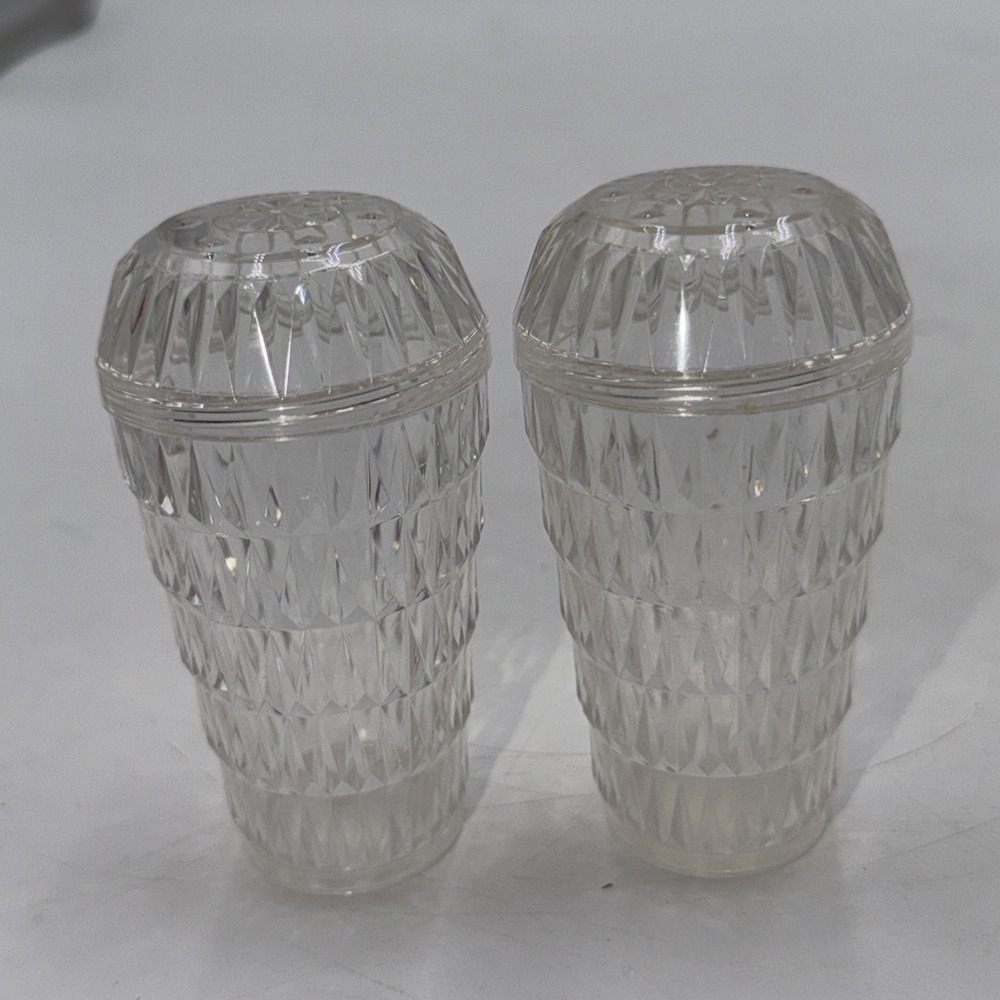 Vintage Plastic Salt and Pepper Shakers Clear Plastic Arrow U.S.A.
